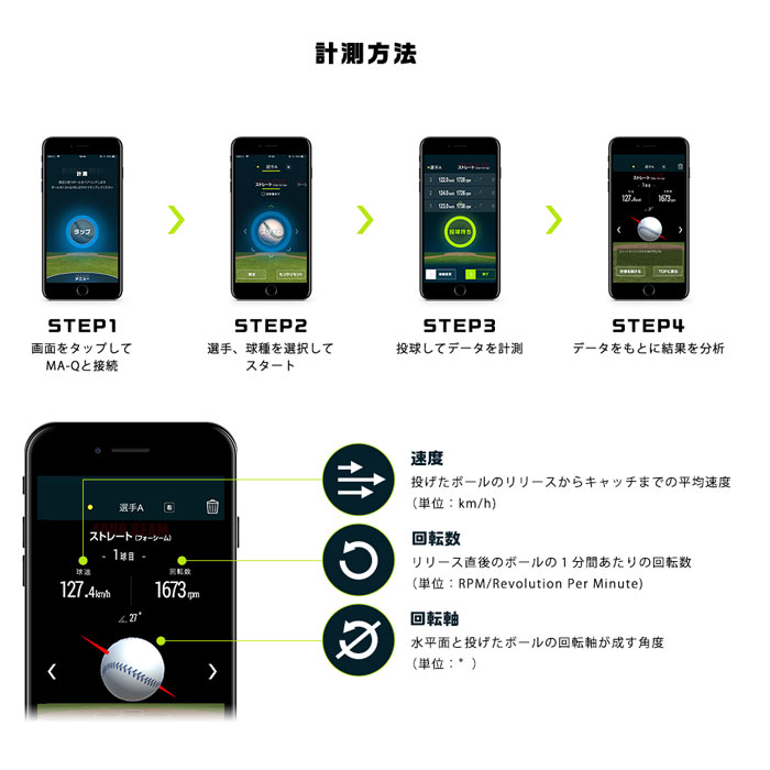 ミズノ MA-Q 野球ボール回転解析システム センサー本体 球質 測定 